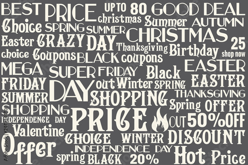 Big lettering SALE set for every season, birthday, special day, holiday sales, universal vintage words kit for any shops, firms, studios, web- design, flyers, posters, labels and bages Part 3