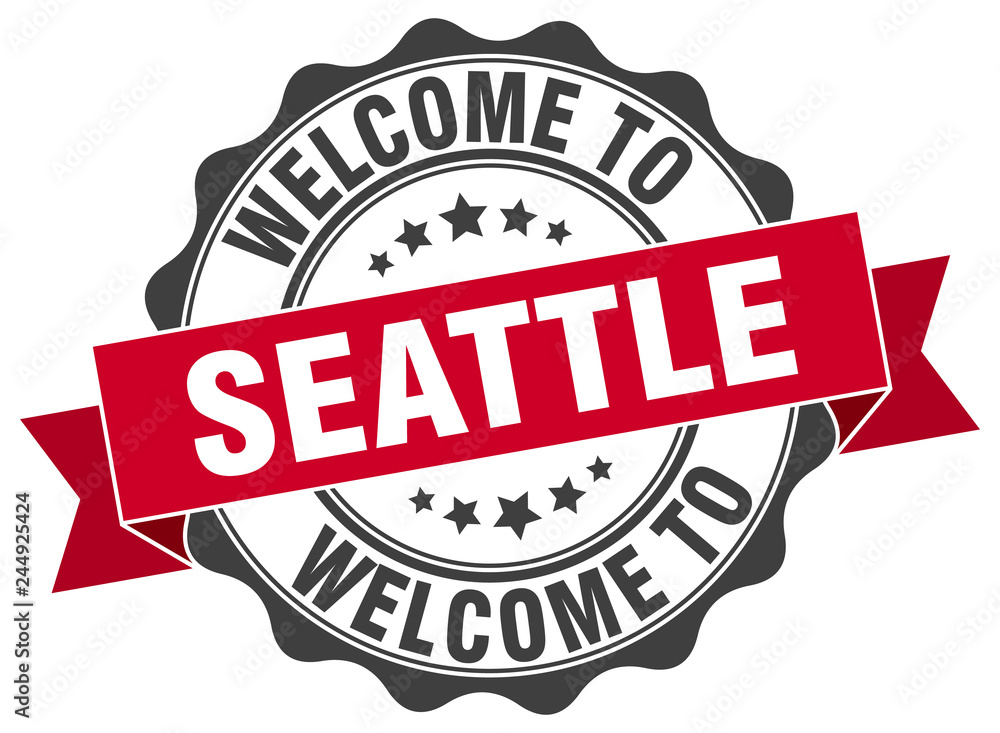 Obraz premium Seattle round ribbon seal