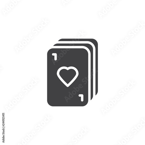 Playing cards vector icon. filled flat sign for mobile concept and web design. Stack of game cards simple solid icon. Symbol, logo illustration. Pixel perfect vector graphics