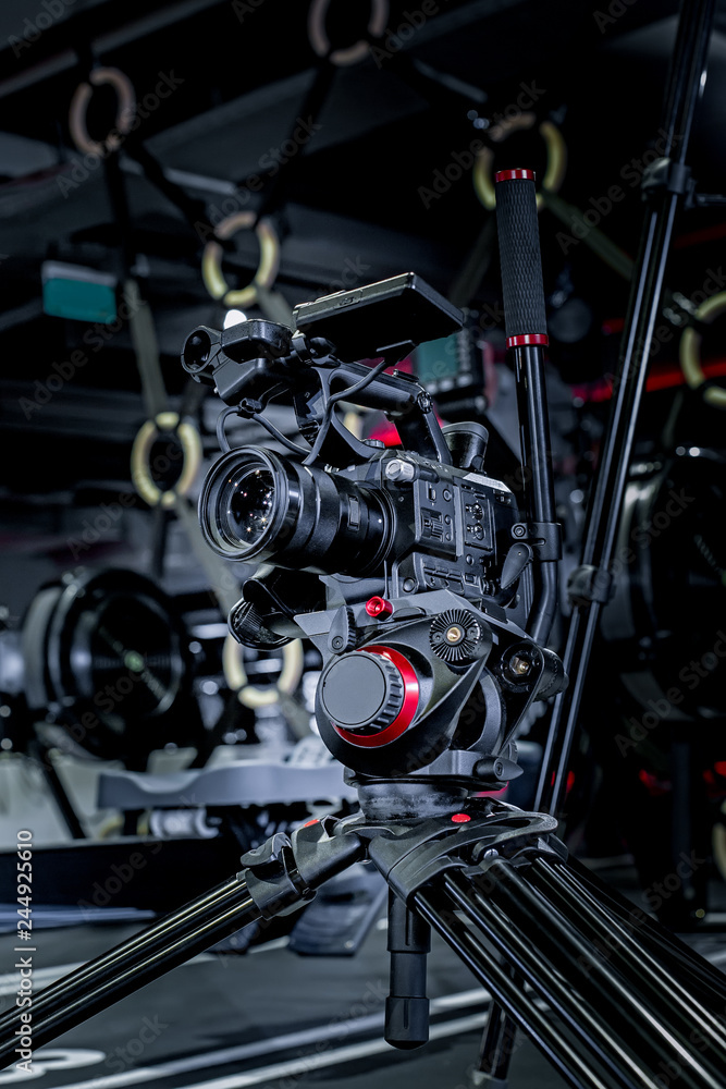 Fototapeta premium detail of professional camera equipment, film production studio