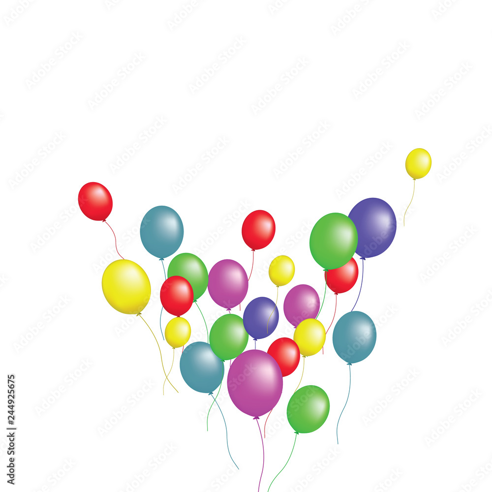 Balloons group isolated vector graphic design. Greeting card background. Colorful helium flying balloons isolated on transparent background bunch, group of party decor objects. Balloons group isolated vector graphic design. Greeting card background. Colorful helium flying balloons isolated on transparent background bunch, group of party decor objects.