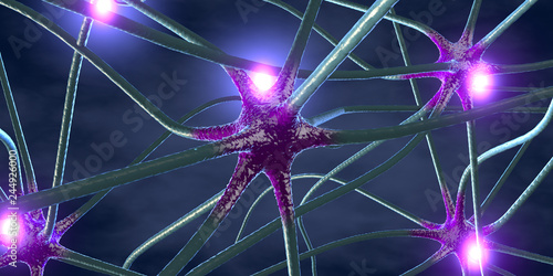 3d illustration of transmitting synapse,neuron or nerve cell photo