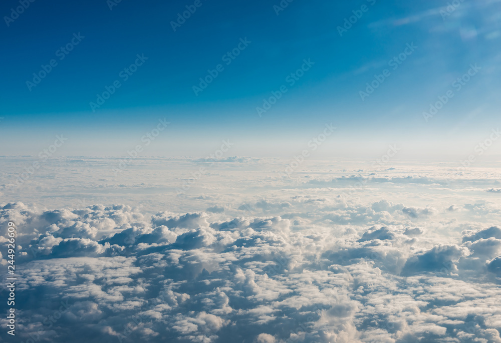 clouds. view from the window of an airplane flying in the clouds