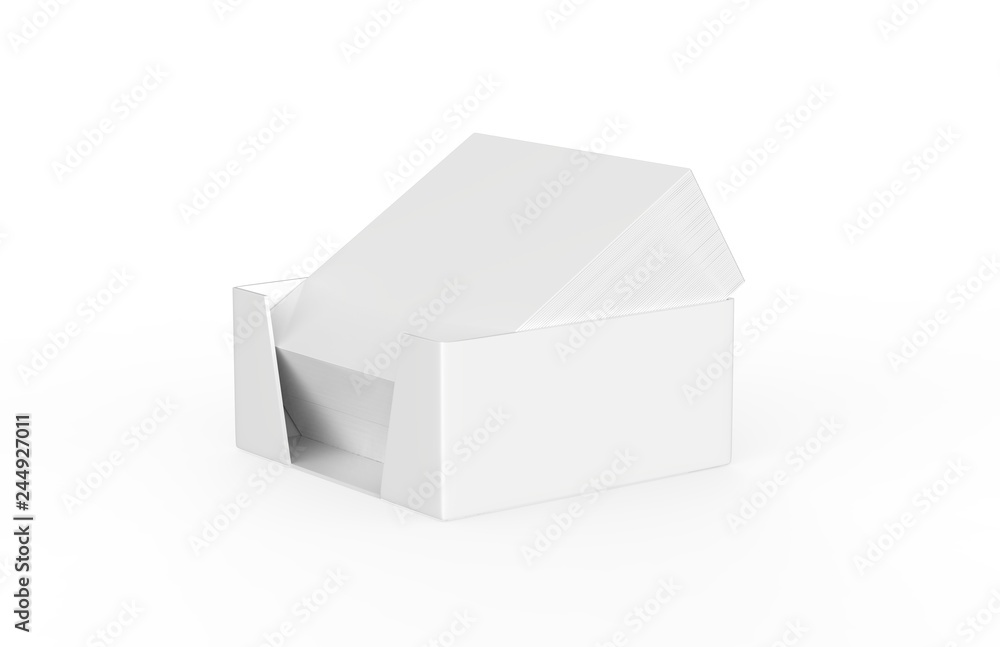 Blank note paper plastic holder mock-up on isolated white background, 3d illustration Blank note paper plastic holder mock-up on isolated white background, 3d illustration