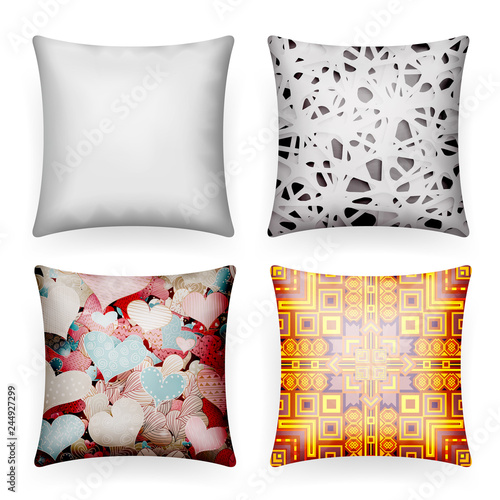 Soft pillow sleep abstract print realistic icon template mockup design vector illustration