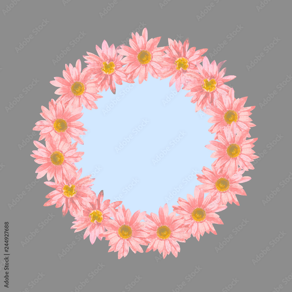 Round frame wreath of chrysanthemum flowers. Round frame wreath of chrysanthemum flowers.