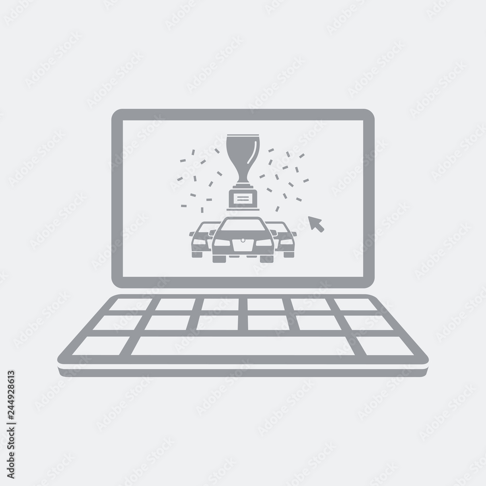Fototapeta premium Sport car on computer