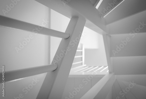 Black and white staircase in empty home © Mathieu