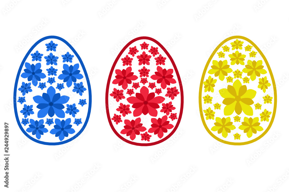 Fototapeta premium Easter eggs with flowers