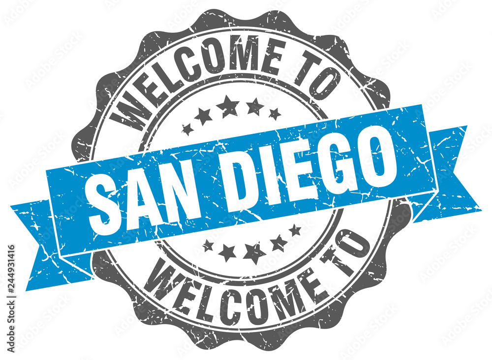 Fototapeta premium San Diego round ribbon seal
