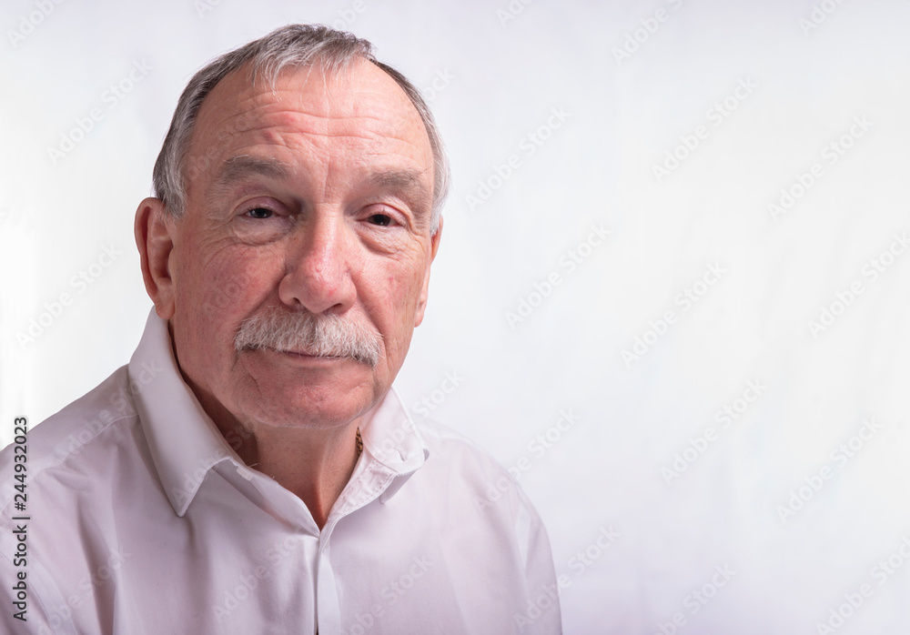 Portrait image of a senior man on white background with copy space Portrait image of a senior man on white background with copy space