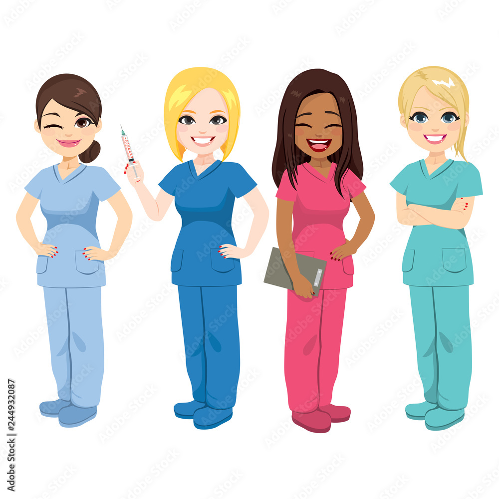Nurse Team Staff Stock Vector Adobe Stock