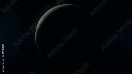Realistic planet Jupiter rotating in deep space. Seamless loop digital background. photo
