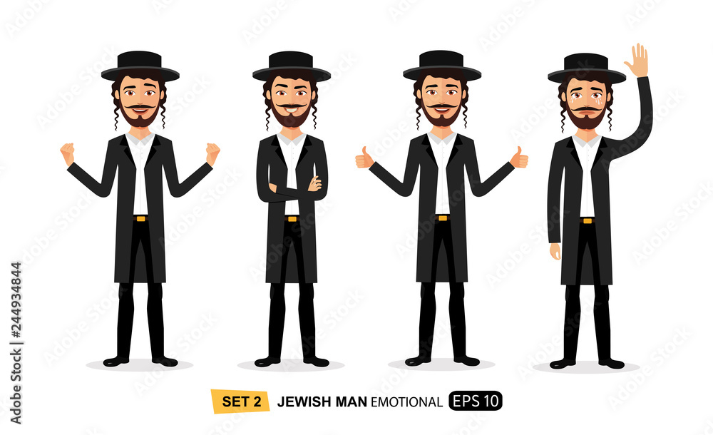 Jew vector emotions character isolated on white background 