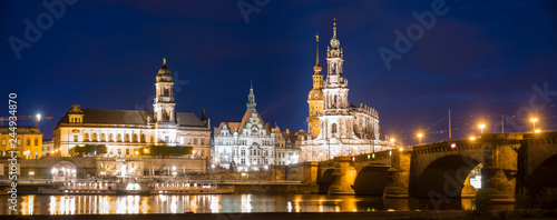 Night panorama of the historical part of Dresden