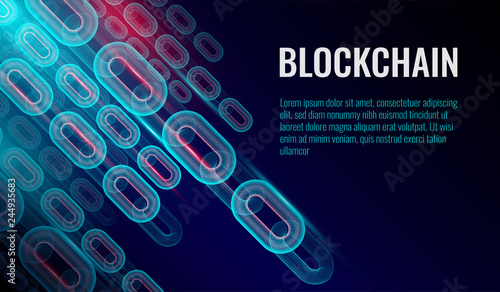 Block chain background, chain consists of network data connections concept. Vector