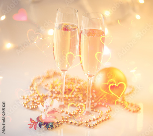 Champagne glasses St. Valentine background