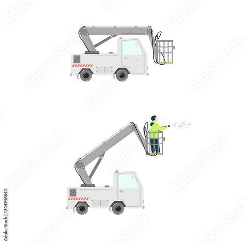 Aircraft deicer truck. Vector illustration illustration isolated on white.