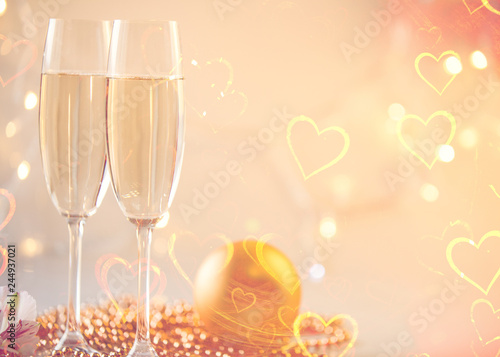 Champagne glasses St. Valentine background