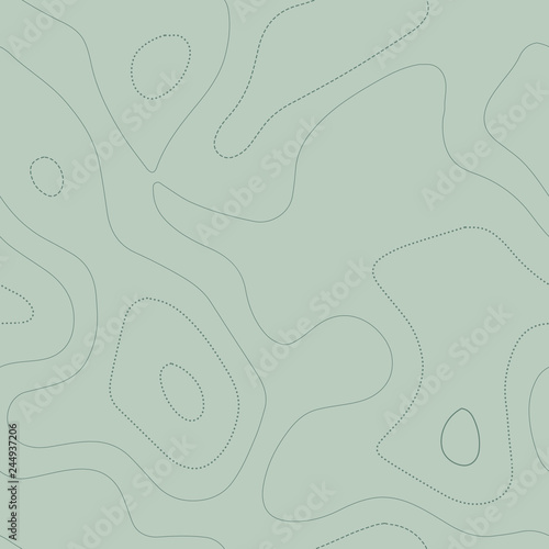 Admirable topographic map in green tones, seamless design, appealing tileable pattern. Vector illustration.