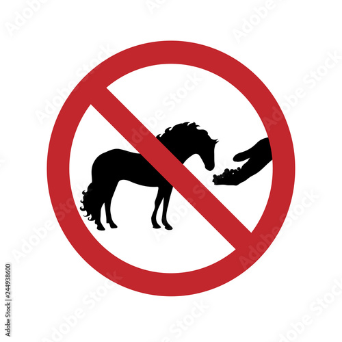 Do not feed the horse ban mark on a white background.