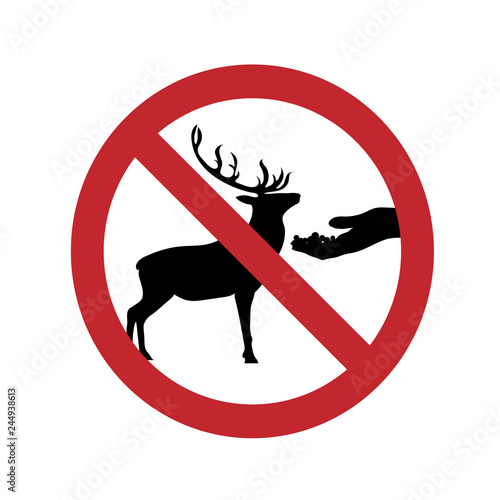 Do not feed the deer ban mark on a white background.