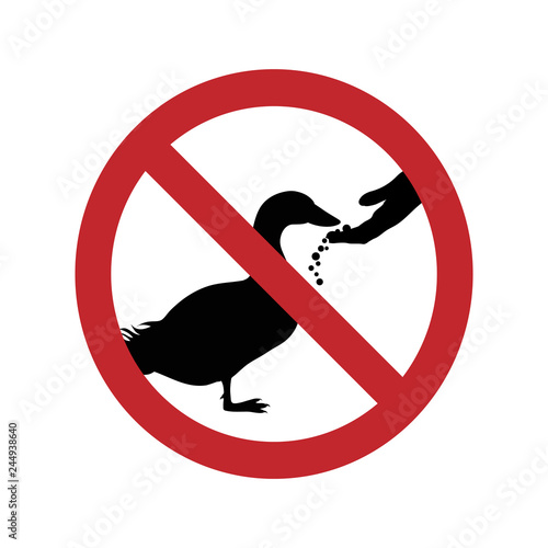 Do not feed the duck ban mark on a white background.