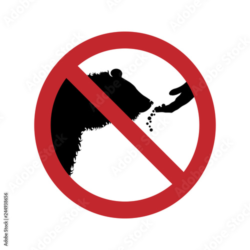 Do not feed the bear ban mark on a white background.