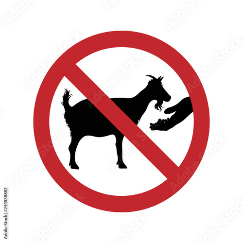 Do not feed the goat ban mark on a white background.