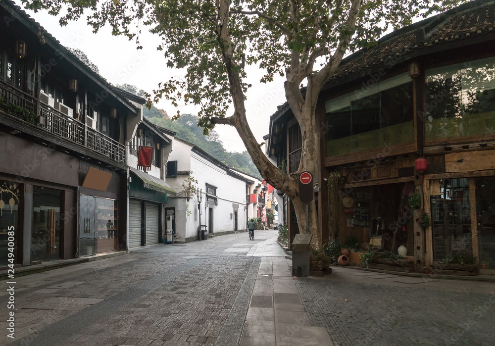 Qinghefang ancient street view in Hangzhou city Zhejiang province China Qinghefang ancient street view in Hangzhou city Zhejiang province China