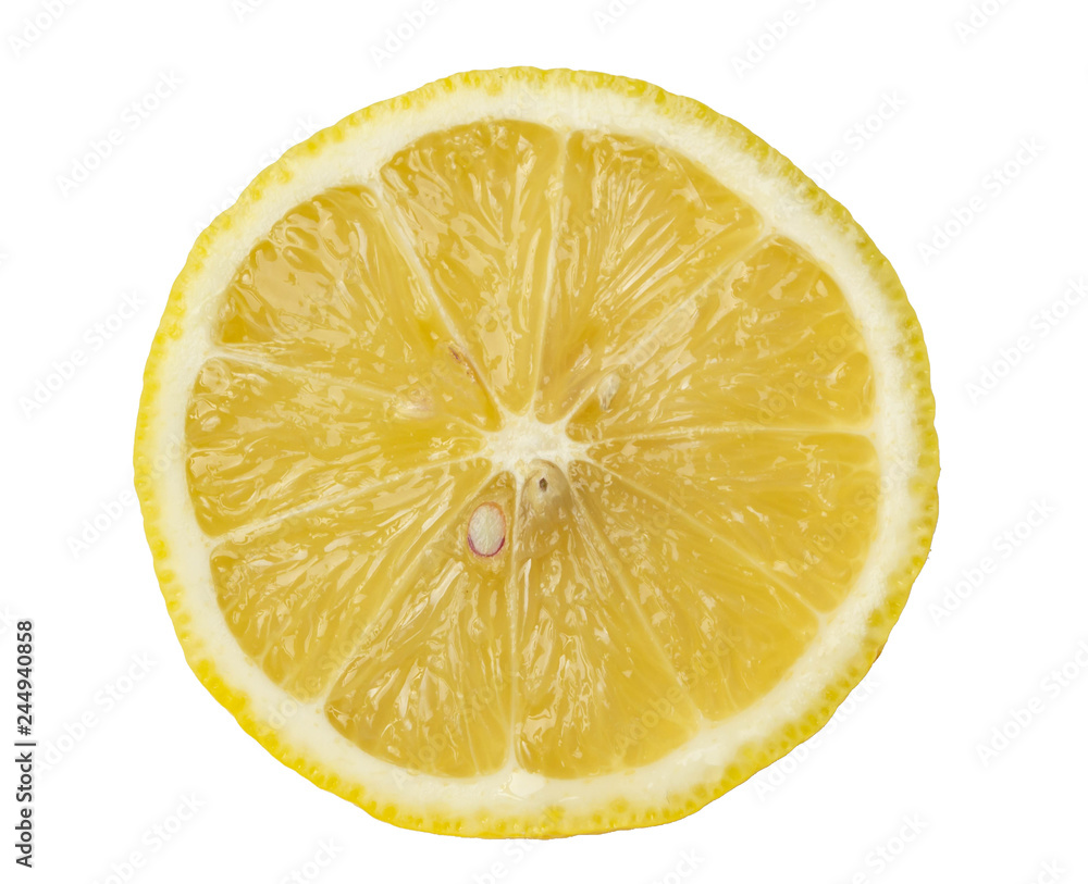 Top view lemon fruit slice isolated on white background. Top view lemon fruit slice isolated on white background.