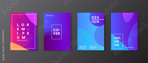 Cover design template set with modern abstract geometric color lines in gradient style on background for decoration presentation, brochure, catalog, poster, book, magazines 