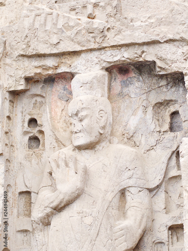 Luoyang Longmen grottoes. Buddha and the stone caves and sculptures in the Longmen Grottoes in Luoyang, China. Taken in 14th October 2018