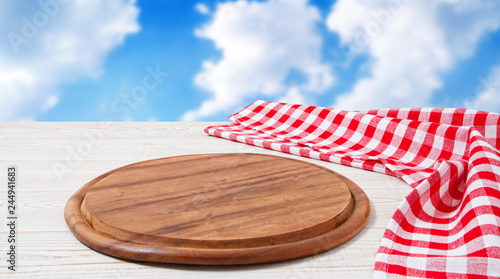 empty pizza desk on table,tablecloth © paulcannoby