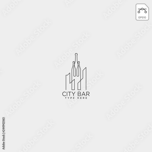 city bar, drink club creative logo template vector illustration