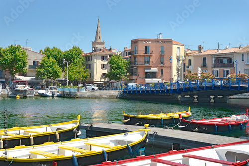 Port and colored small boats at Martigues in France, a commune northwest of Marseille