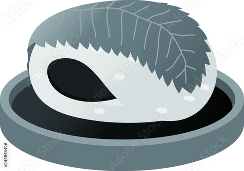 Monochrome Gradation Bean paste rice cake wrapped in a cherry leaf