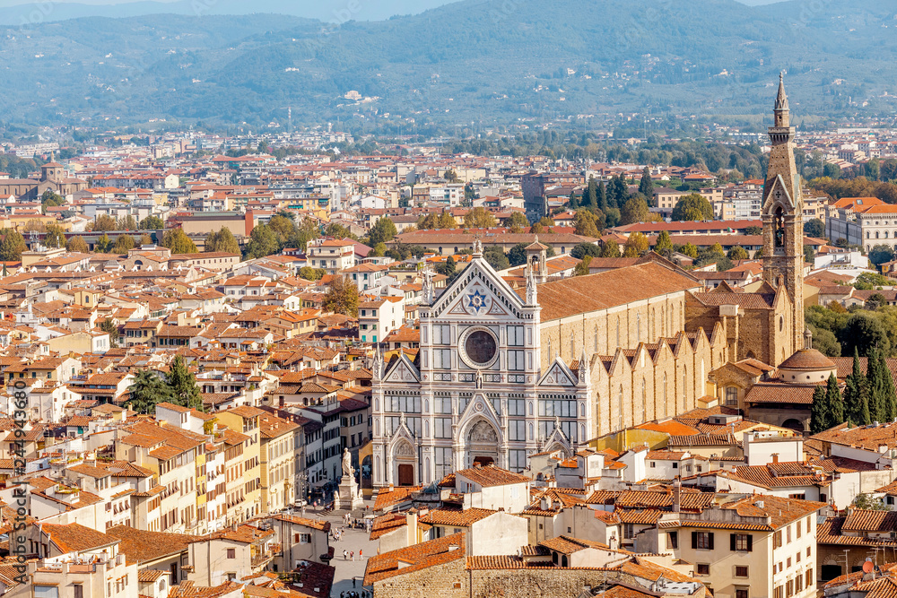 View of the famous Basilica di Santa Croce in Florence