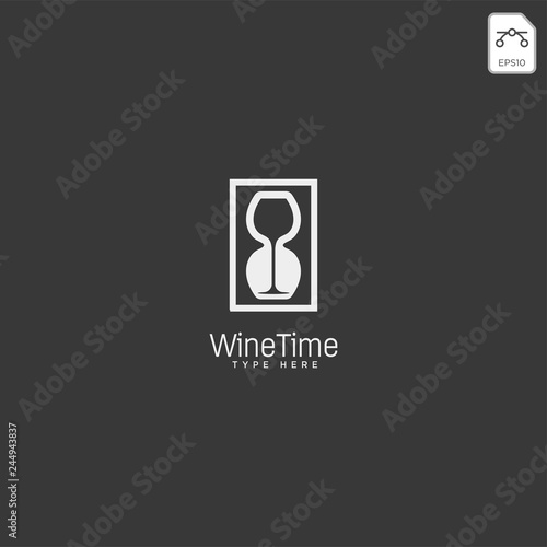 wine time to drink logo template vector illustration