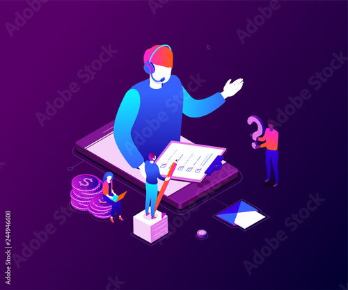 Technical support - modern colorful isometric vector illustration © Boyko.Pictures