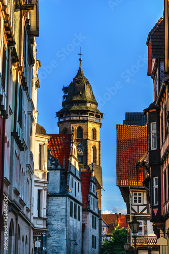 Historic town centre in Hannoversch Munden, Lower Saxony, Germany.