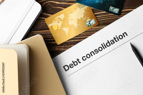 Paper with text DEBT CONSOL...