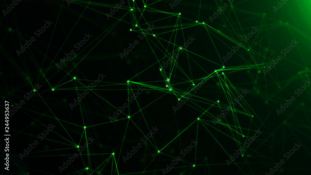 Network with nodes connected background. Technology concept