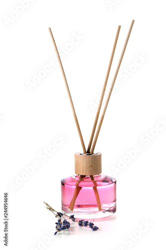 Reed diffuser on white background