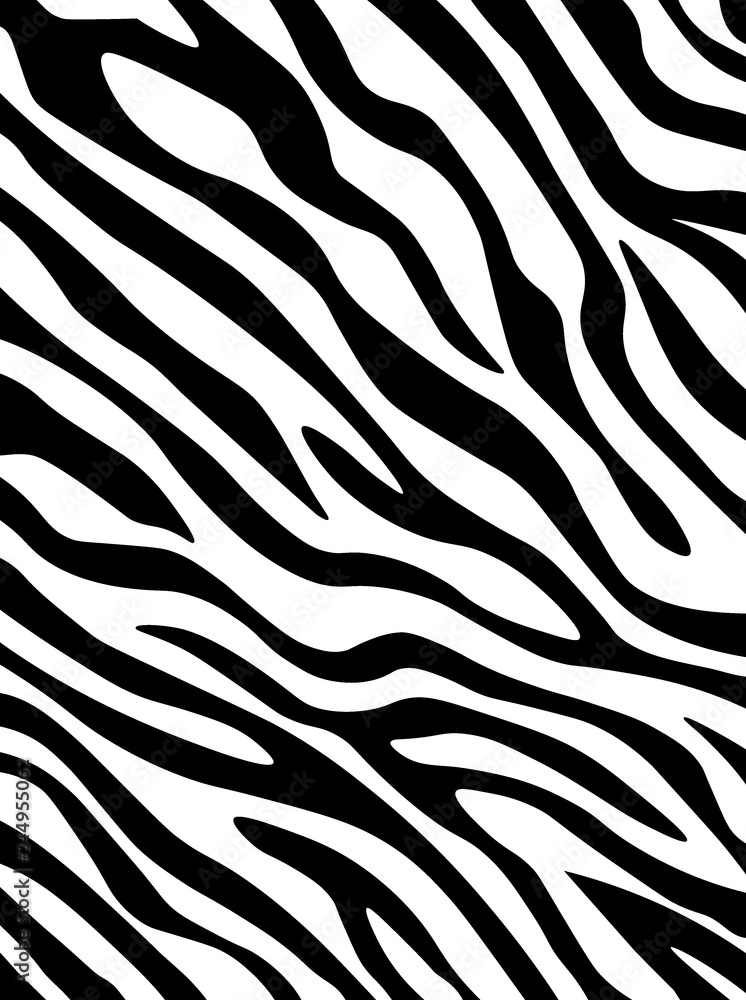 Zebra print seamless pattern. Wild animal texture. Striped black