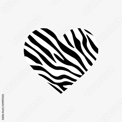 Heart shaped zebra print. Vector illustration. Valentines day. Greeting card.
