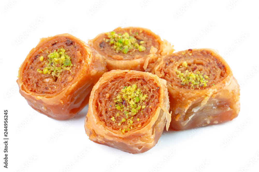 Turkish Ramadan Dessert Baklava isolated on white