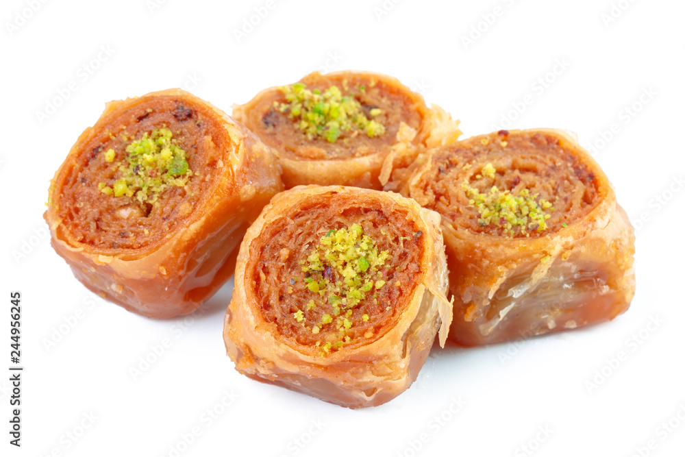 Turkish Ramadan Dessert Baklava isolated on white Turkish Ramadan Dessert Baklava isolated on white