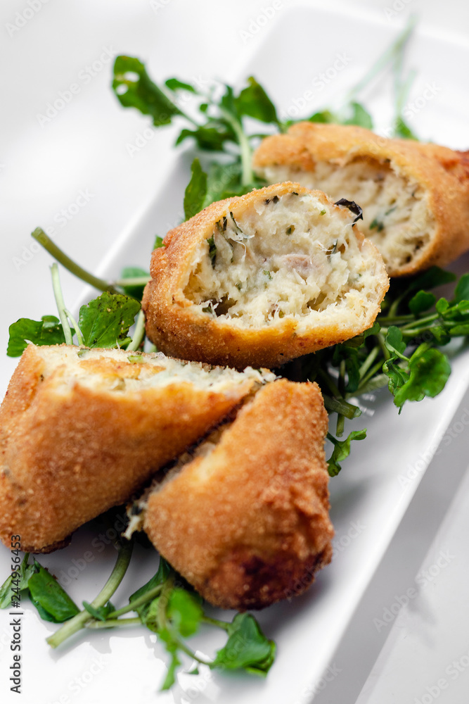 portuguese traditional bacalhau fried cod fish croquette snack
