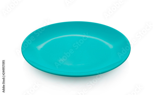 green plate on white background